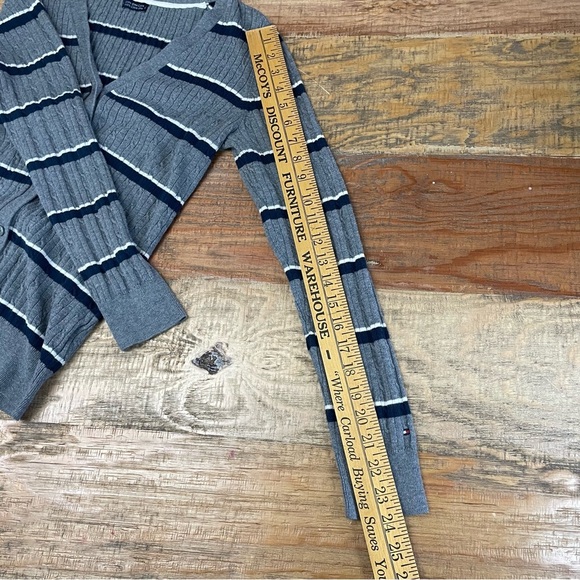 Lot of 2 Pima Cotton Striped Cardigan Tommy Hilfiger Cable Knit V-Neck Nautical - Picture 8 of 16